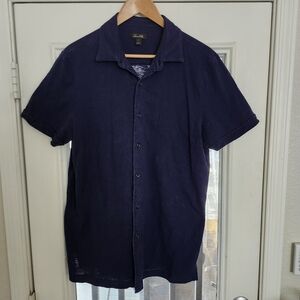 Tasso Elba Dark Blue Casual Button Down L Large Shirt